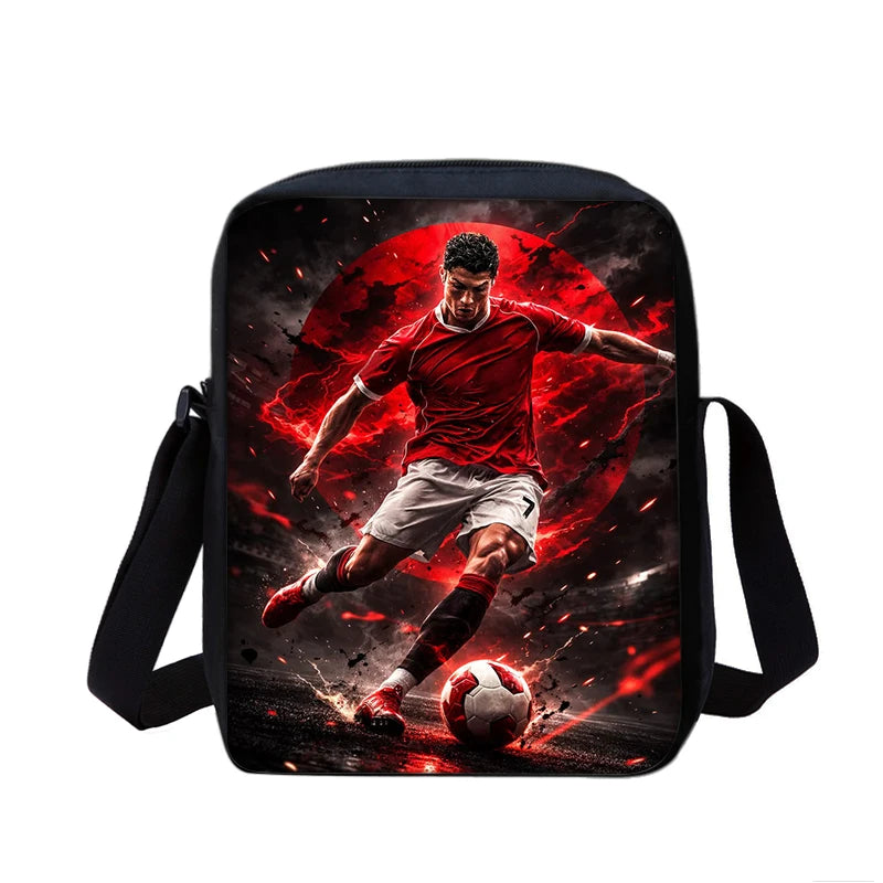CR Boys Girls School Bags Phone Bag Football Star Shopping Bag Best Gift Printed Ronaldo Shoulder Messenger Bag Handbag