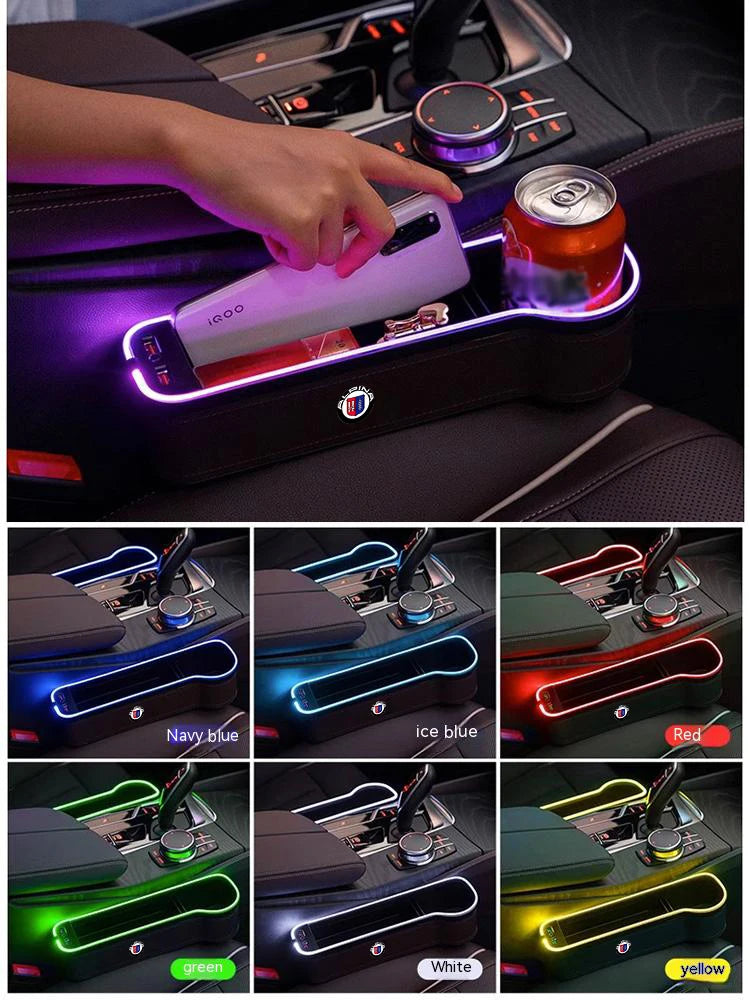 For ALPINA B3 B4 B5 B7 B8 D3 D4 D5 XD3 XD4 XB7 B12 M G20 G30 G45 G60 G82 E60 E72 E87 E92 Car Seat LED Storage Case Seat Gap Box