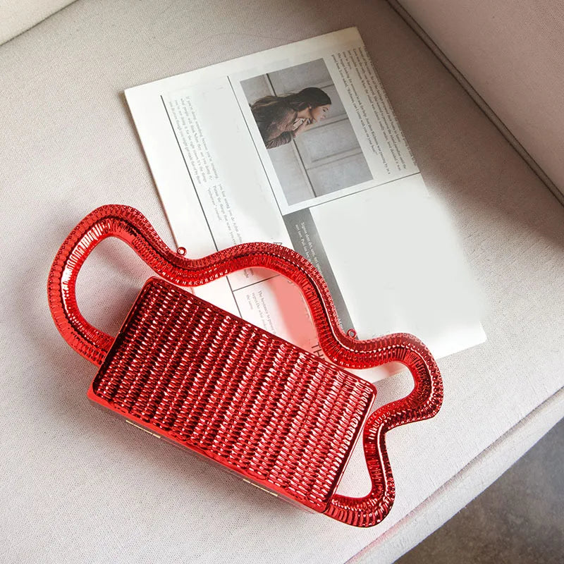 Trendy metallic woven vegetable basket box bag small square bag niche design fashion creative dinner bag