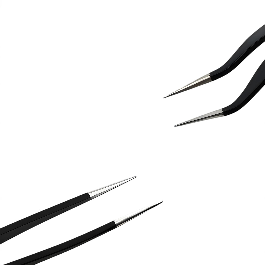 Circuit Board Repair, Stainless Steel Tweezers, Black, Bird's Nest Screening, Eyelashes, Nail Art Sequins, Bean Beads DIY Tool