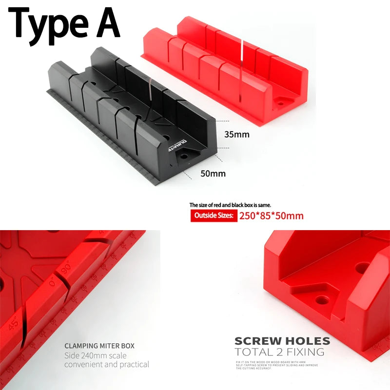 22.5/45/90 Degree 1pcs Wood Cutting Clamping Miter Saw Box Woodworking Angle Cutting for Carpenter