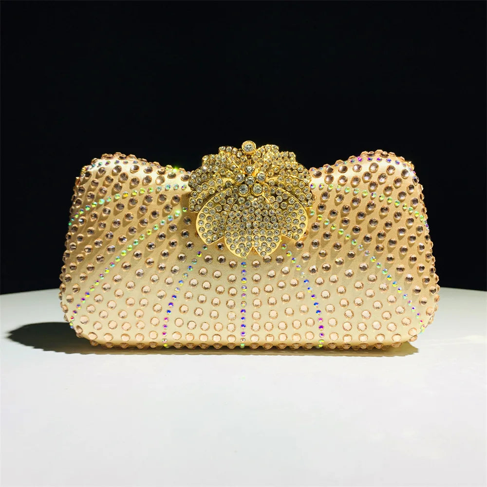 Shiny Rhinestone Evening Dress Wallet Crystal Diamond Women's Handbag Fashion Banquet Wedding Chain Shoulder Money Bag