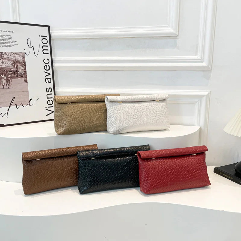 Elegant Multifunctional Women Clutch Bag Large Capacity Woven Pattern Evening Phone Pocket Coin Purse Luxury Long Wallet