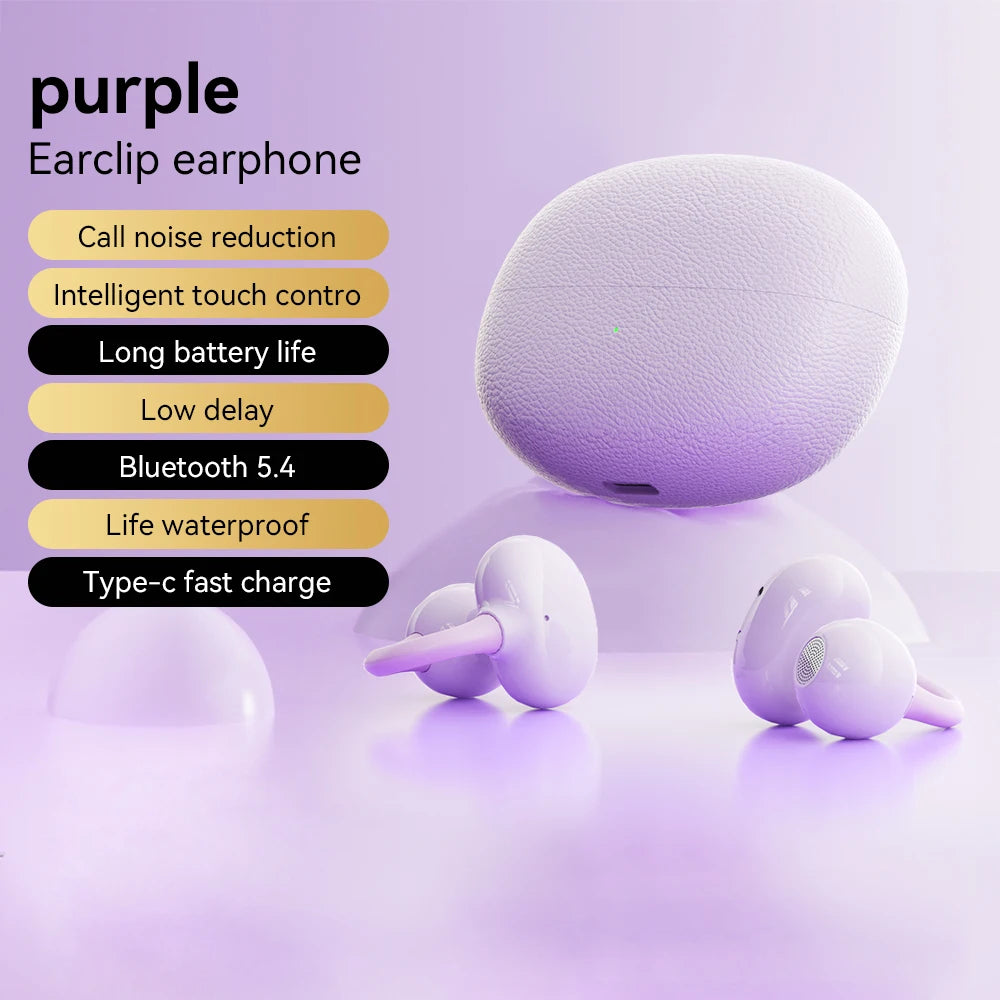 Fashion Plated Ear Clip Type True Wireless Bluetooth Headsets 0 Delayed Game HD Call Run Headphones Clip-On Earphones With Mic