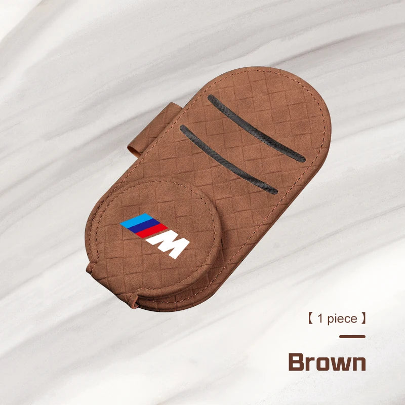 For BMW X1X2X3 X5 X6 X7 G01 G05 G30 F40 E90 F15 M M3 M5 i7 i8 Magnetic Leather Car Glasses Clip Sun Visor Sunglasses Holder Clip