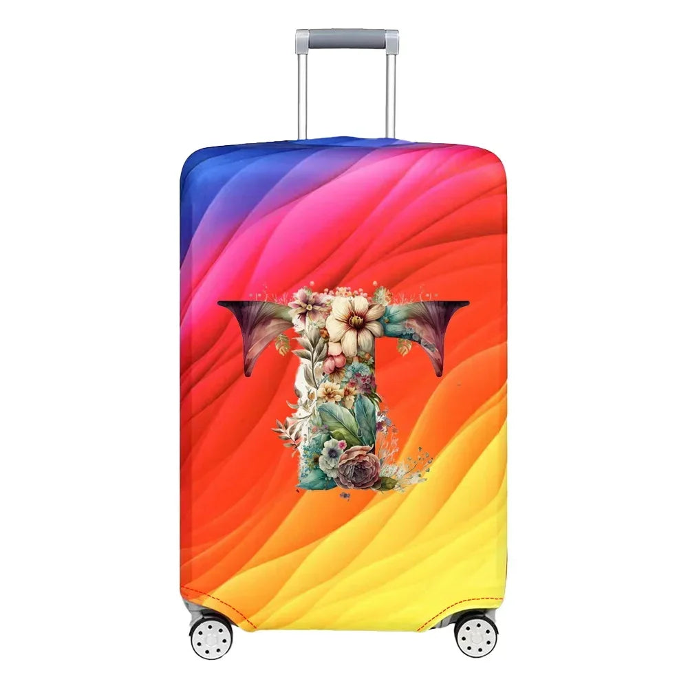Luggage Cover Stretch Fabric Suitcase Protector Baggage Case for18-32 Inch Suitcase Case Floral Letter Series Travel Organizer