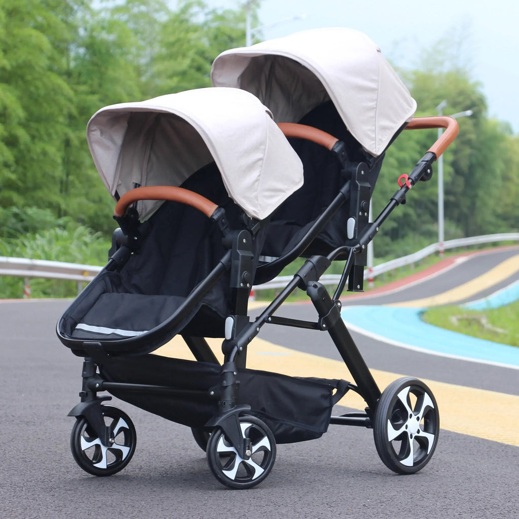 High landscape baby stroller for twins, suitable for folding four wheeled baby strollers for two children NEW 2025 kids car
