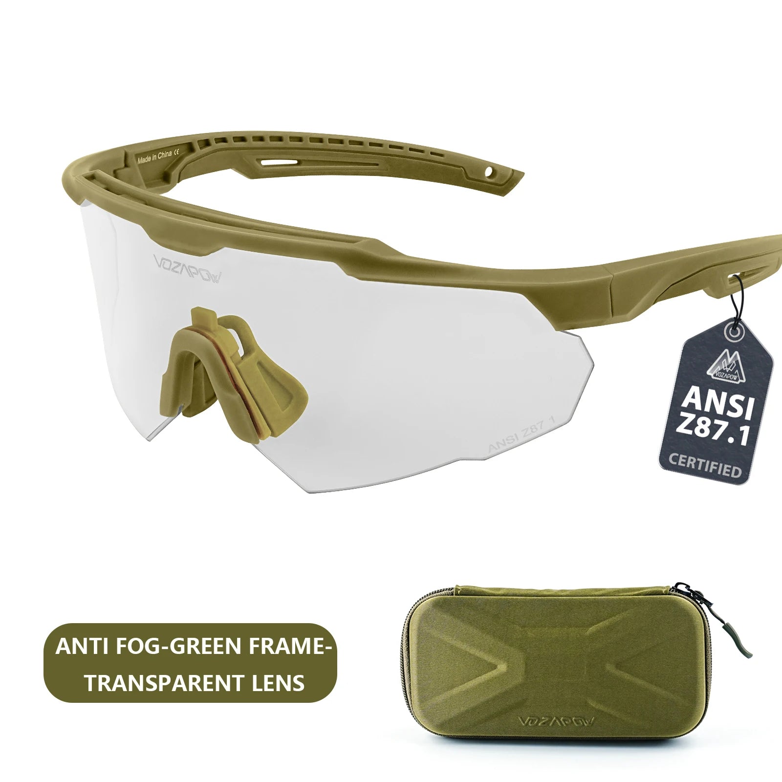 Vozapow Professional Shooting Glasses UV400 ANSI Z87.1 Safe Airsoft Tactical Goggles Anti Fog Mountaineering Fishing Sunglasses