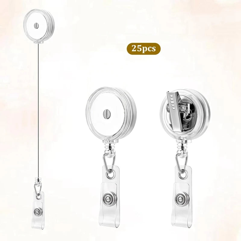 25Pcs Retractable Badge Reels Badge Reel Clips Badge Holders with Swivel Alligator Clip Retractable ID Name Card Holders-A13G