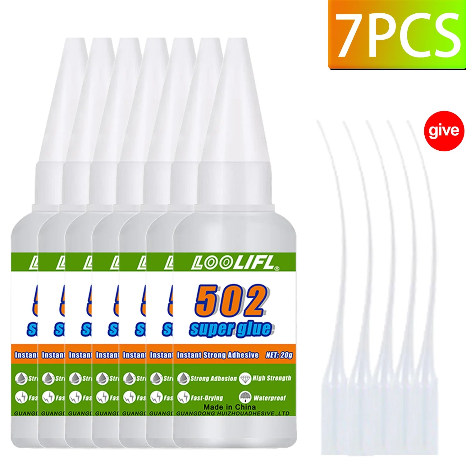 1-7PCSLOOLIFL 502 Super Glue Instant Quick-drying Cyanoacrylate Adhesive Leather Rubber Glass Metal Strong Bond Liquid Glue Tool
