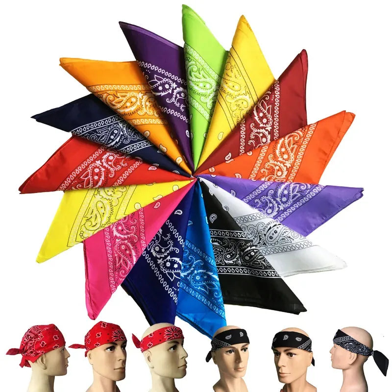 1/2PCS Fashion Hip Hop 100% Cotton Bandana Square Scarf 55cm*55cm Black Red Paisley Headband Printed For Women/Men/Boys/Girls