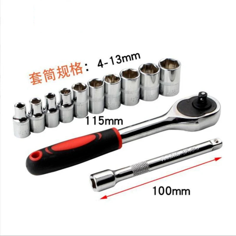 1/4 3/8 1/2 inch Socket Wrench Set Extension Rod Multi-function Ratchet Spanner Set for Car Motorcycle Repair Hand Tool Set Case