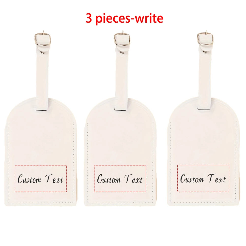 3 Pieces Travel Luggage Tag PU Leather Suitcase Label Boarding Pass Anti-Loss Pendant Cross-Border Logo Tag for Bags