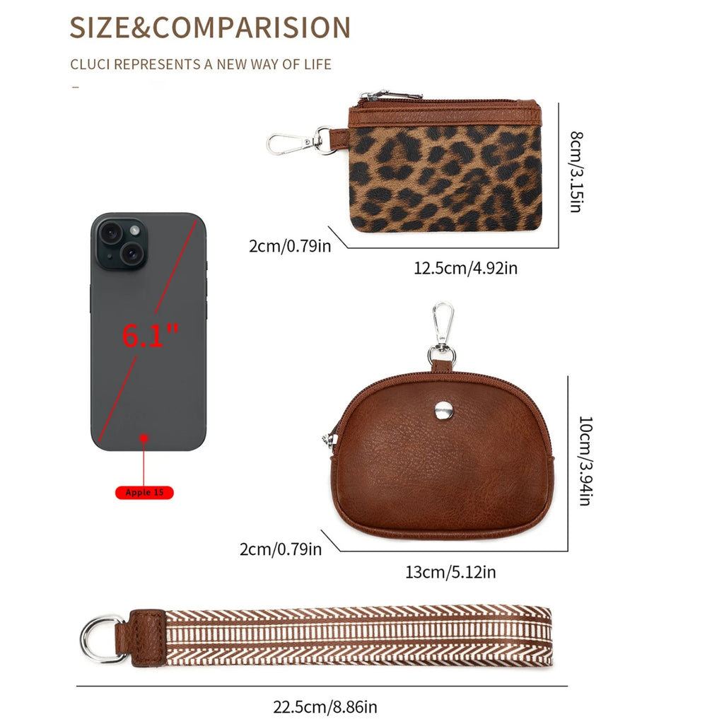 Pomelo Best Women Wristlet Wallet Leopard Cow Print PU Leather Coin Purse with Lanyard Key Card Holder