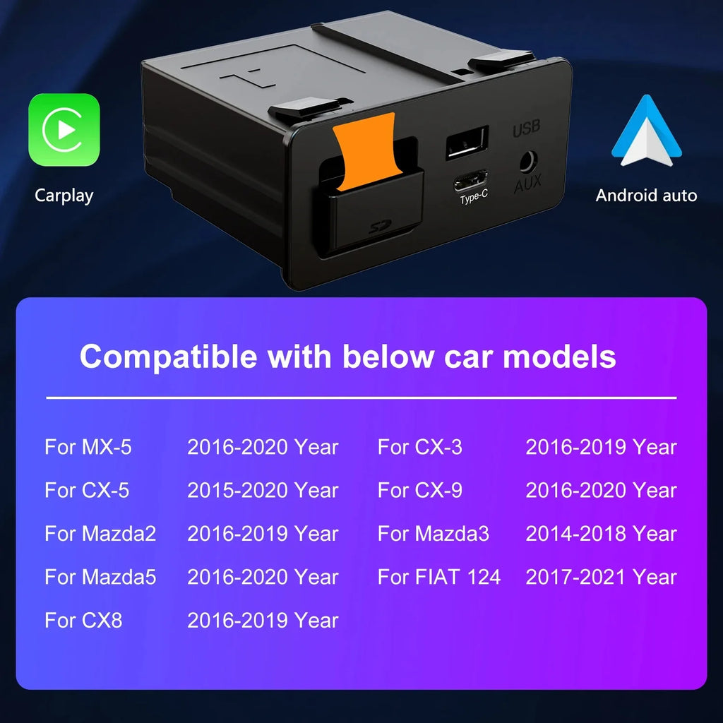 Wireless type-c CarPlay Android Auto Adapter UBS Hub OEM for Retrofit Mazda 2 3 6 CX3 CX5 CX8 CX9 MX5 Demio Miata TK78669U0C Kit
