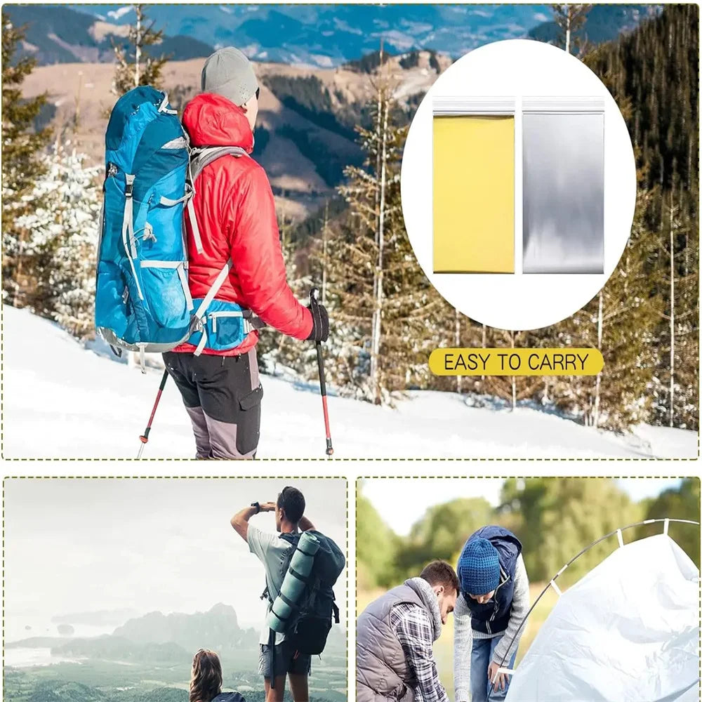 5 - 30Pcs Gold - Silver Thermal Survival Blankets, 130X210Cm, Waterproof & Military - Grade, Ideal for Outdoor Emergency