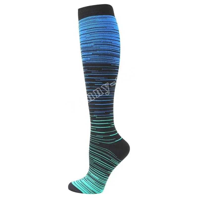 Running Compression Socks Football Hiking Golf Gym 20-30mmhg Gradual Change Nylon Sports Socks Diabetes Pregnancy Varicose Veins