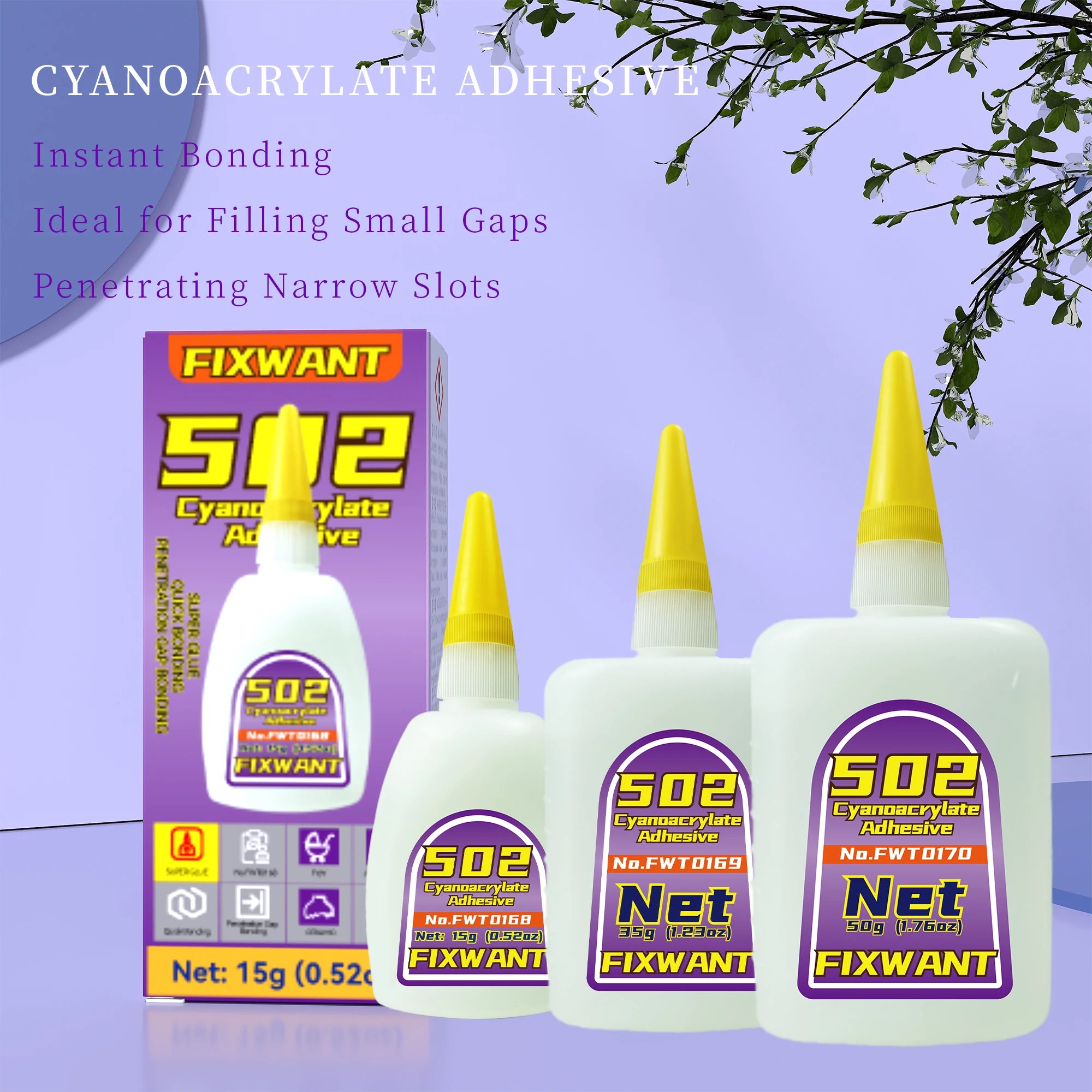 1-3pcs Instant Quick-drying FIXWANT 502 Super Glue Cyanoacrylate Adhesive Leather Rubber Wood Metal Strong Bond Liquid Glue Tool