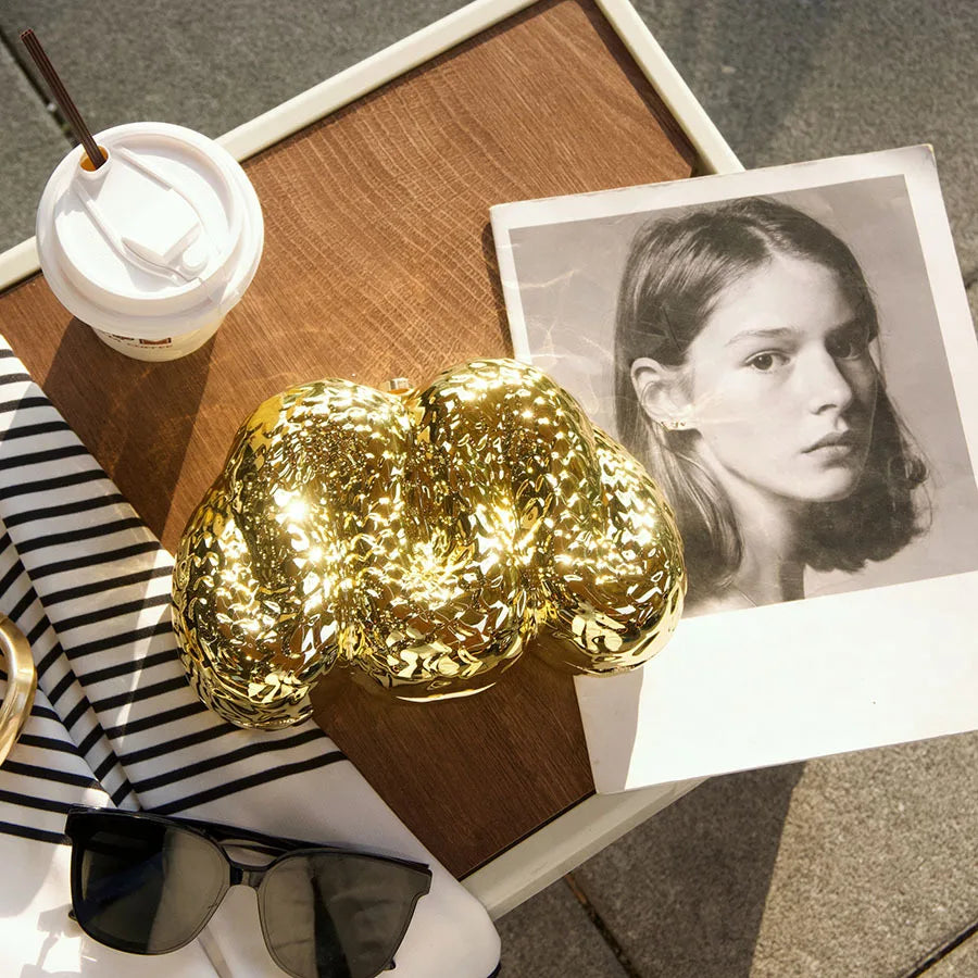 Trend metal sense glossy meteorite gradual change acrylic bag gold-plated temperament hand messenger bag