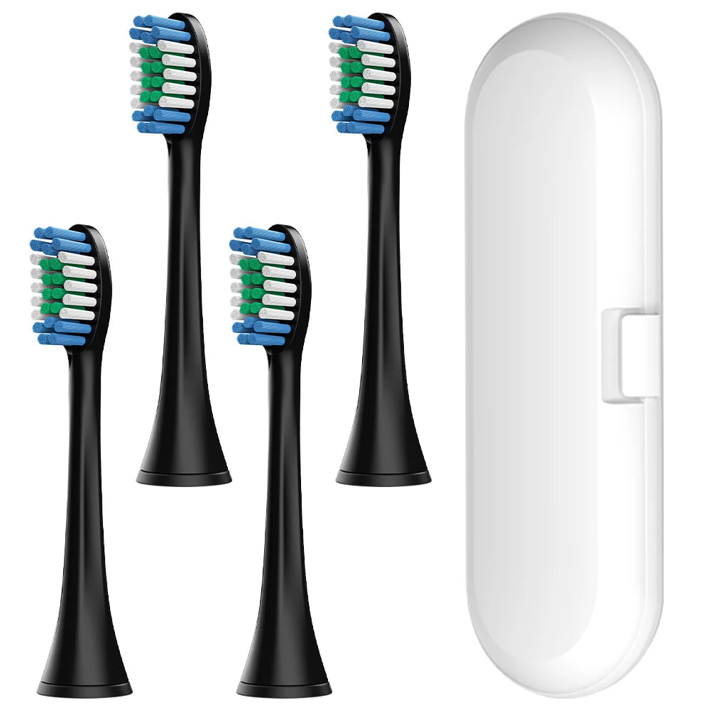 Toothbrush Travel Box & 4pcs Medium Soft Bristles Replacement Brush Heads Compatible with Philips Sonicare Electric Toothbrushes