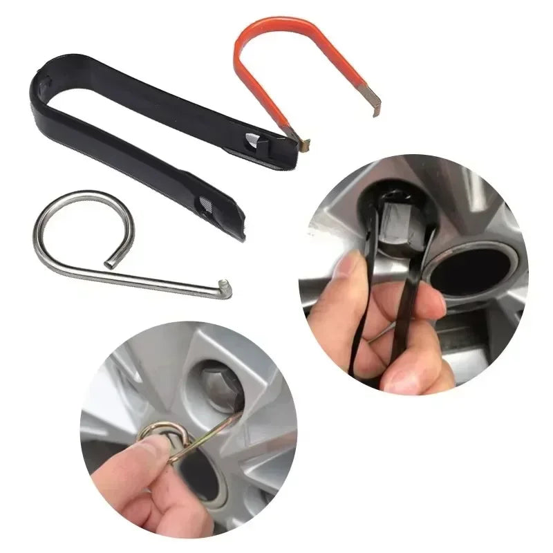 Universal Wheel Nut Cover Removal Tool 1 Set - Hub Puller Bolt Caps Replacement Tweezers Car Tool