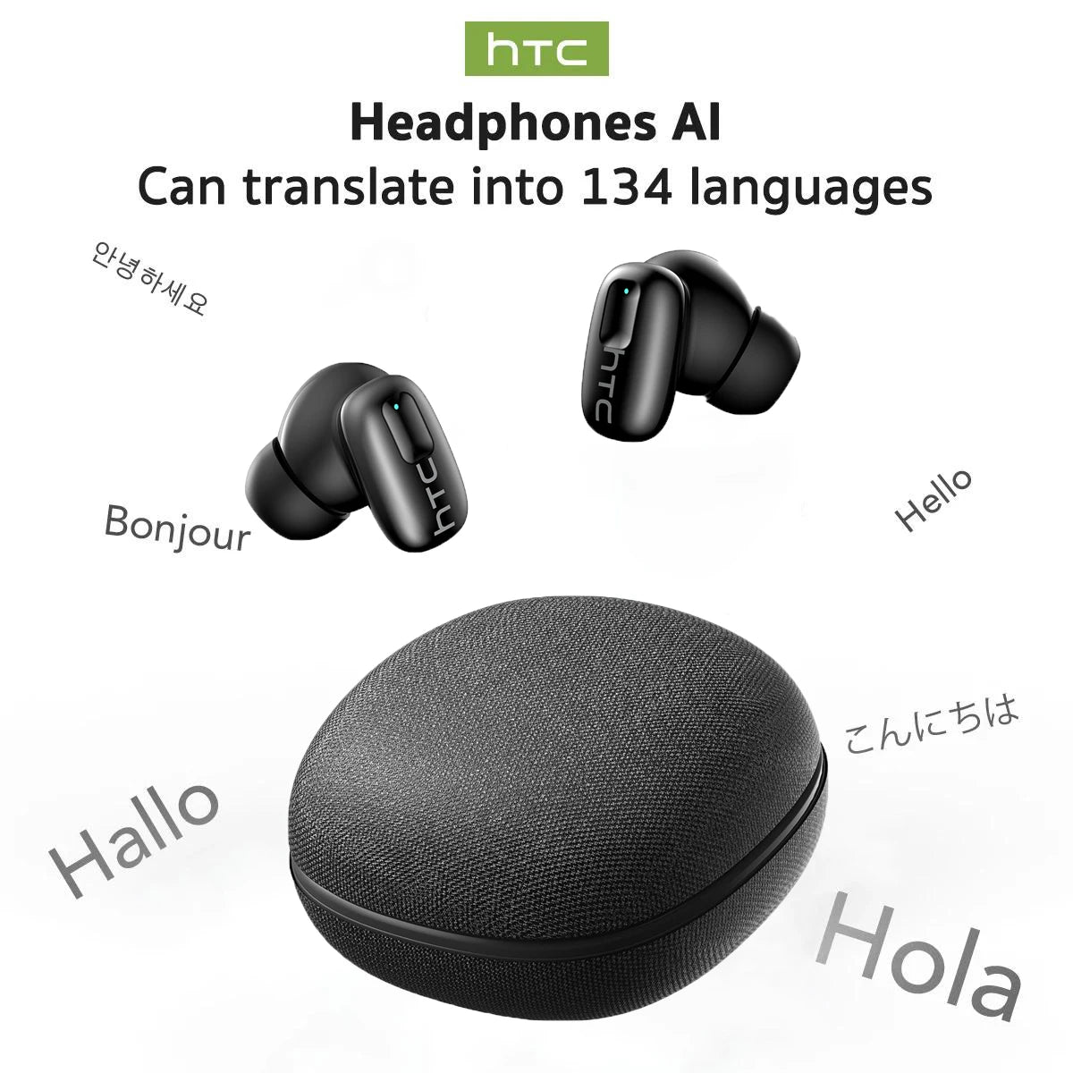 Auriculares Traductor DeIdioma 2026 HTC NE75 AI Real-Time Translator 3D Surround Sound Comfort Fit for Travel Gaming Earphones