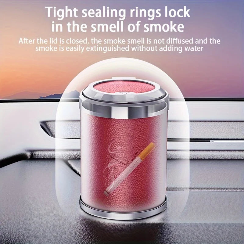 Car Ashtray Portable With LED Light Vacuum Anti-Smell Odorless Cigar Ashtray Mini Trash Can for Cup Holder Accessories