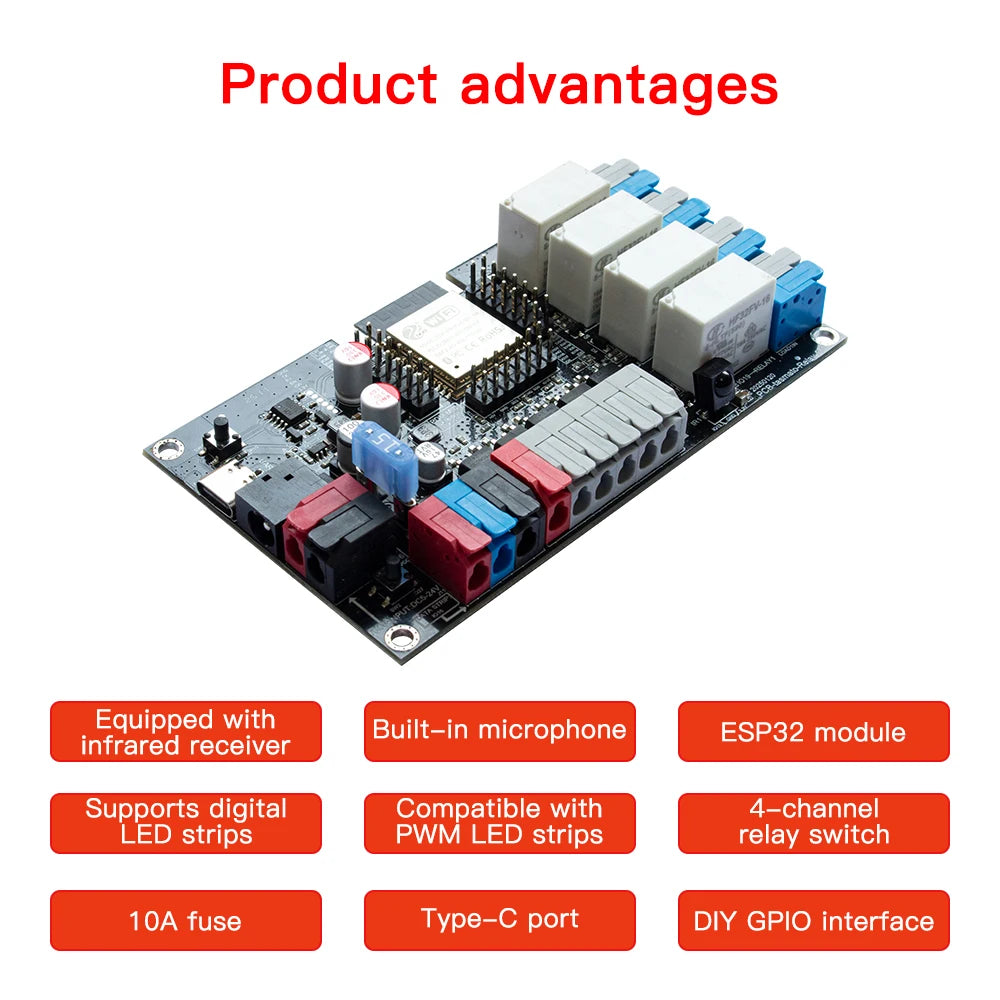 5GLEDOPTO ESP32 PWM WLED Dynamic LED Controller 5 in 1 DC12-24V WIFI App Control for RGBCCT RGBW RGB CCT DM WS2811/2B/3/5 Strip