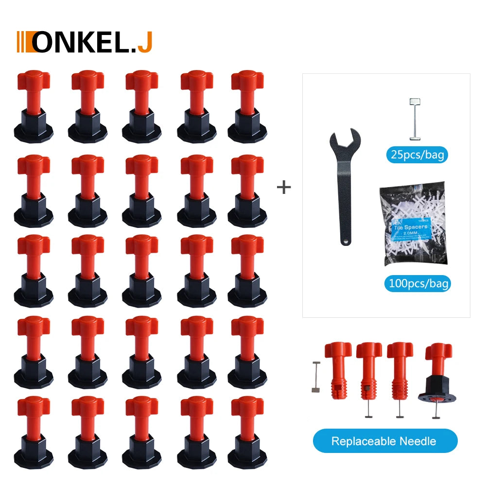 ONKEL.J Reusable Wall Tile Leveling System Toolkit Leveler Wedges Tile Spacers for Flooring Wall Tile Carrelage Leveling System