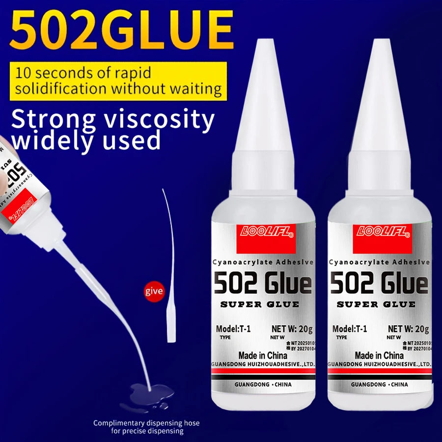 Loolifl 1-25 Pieces 502 Strong Instant-Drying Cyanoacrylate Glue for Leather, Rubber, Wood, Metal, Strong Liquid Adhesive Tool