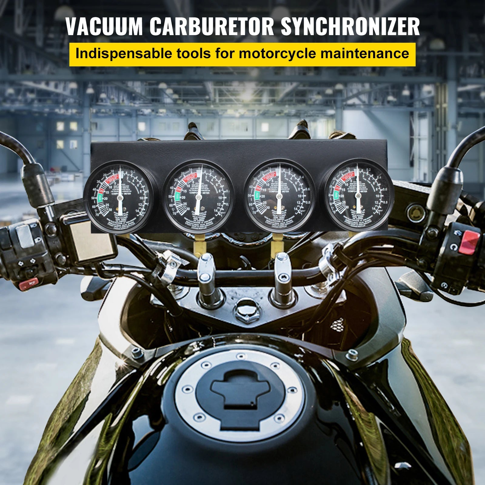SucceBuy Fuel Vacuum Carburetor Synchronizer Carb Tools sync 4 Gauge Set with Rubber Hose Vacuum Balancer Meter Kit Motorcycle