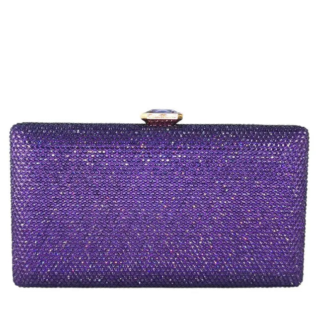 Boutique De FGG Women Black Crystal Clutch Evening Bags Wedding Bridal Rhinestone Box Handbags Party Dinner Diamond Clutch Purse