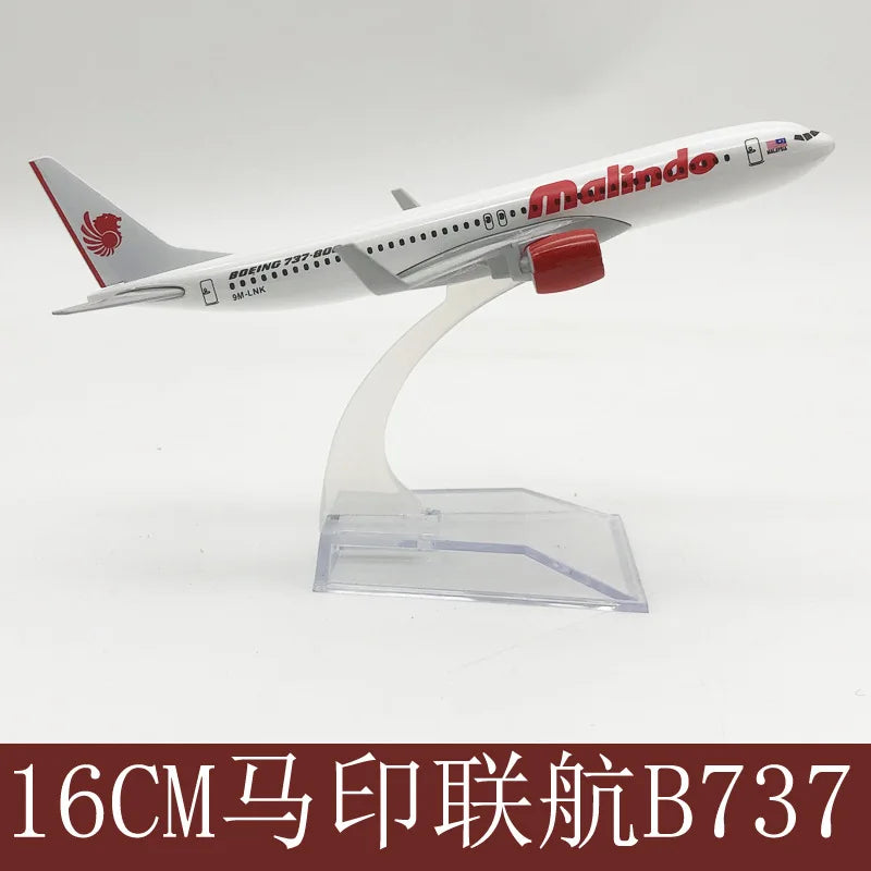 16CM Boeing B737 Aircraft 737 Series Scale Model Alloy Metal Diecast Airplane Toys for Boys Gift Collection Display