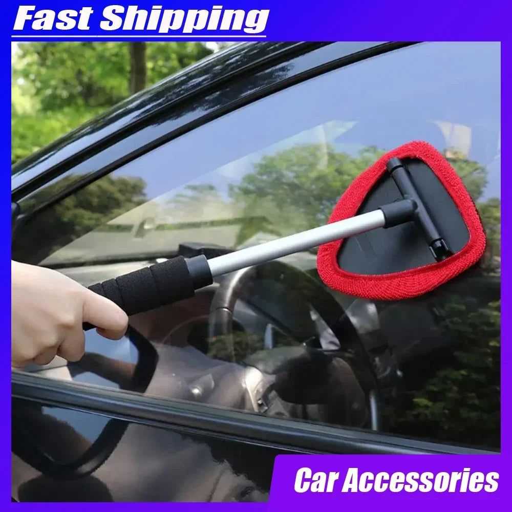 1 Set Car Windshield Long Handle Cleaning Tools Car Window Telescopic Handle Clean Brush Auto Soft Towel Brushs Car Accessories