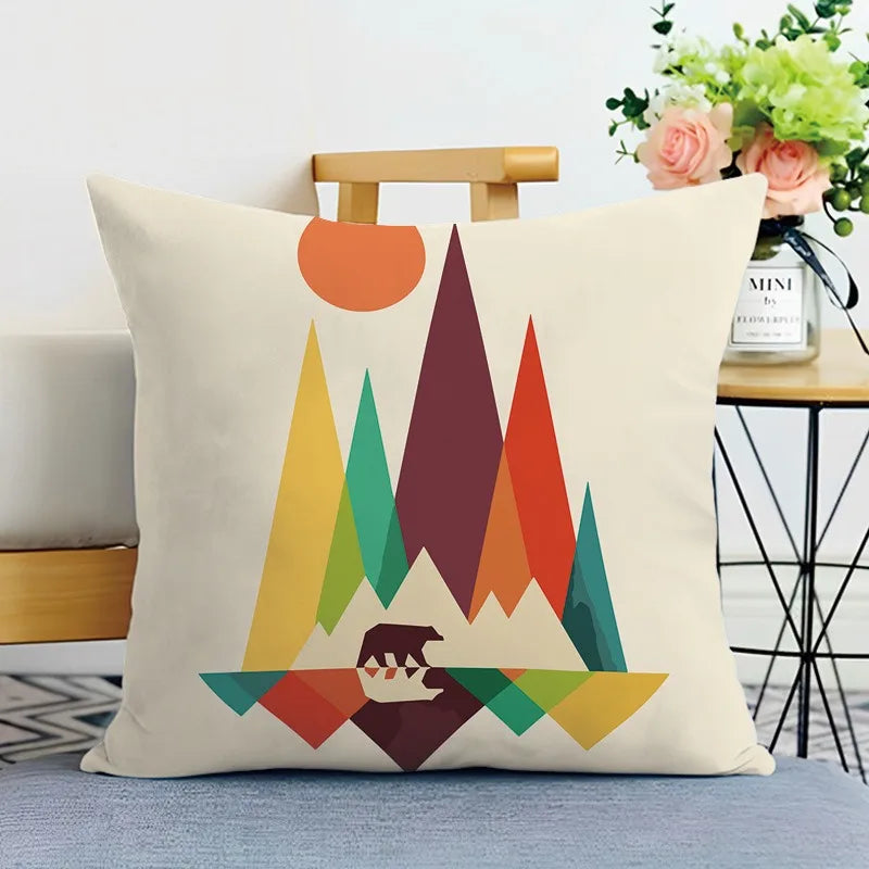Creative Geometric Double-sided Printed pillow cover Short plush Suitable living rooms bedrooms sofas throw cushion cover