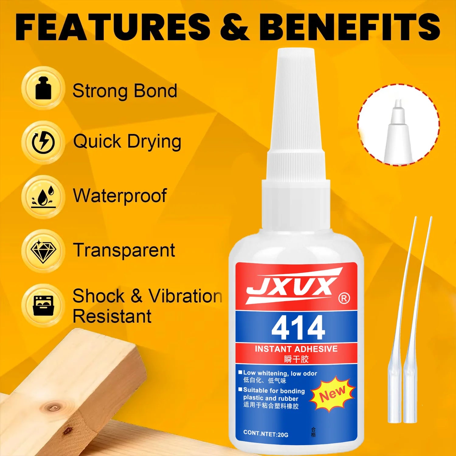 JXVX 1-10pcs 414 Super Glue Instant Quick-drying Cyanoacrylate Adhesive Leather Rubber Wood Metal Strong Bond Liquid Glue Tool .