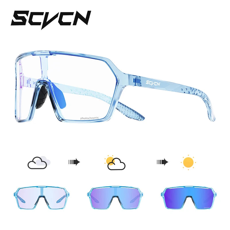 SCVCN Photochromic Hiking Cycling Glasses Outdoor Running Sunglasses Stylish Hiking Driving Glasses Casual Sports Sunglasses