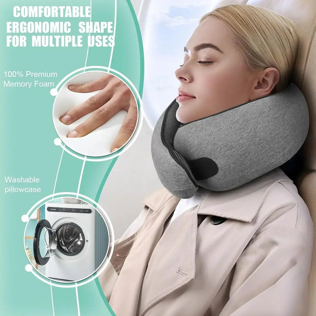 1PC Travel Neck Support Portable Adjustable Soft Noon Break Sleep Pillows Memory Foam U-shaped Pillow Snail Style