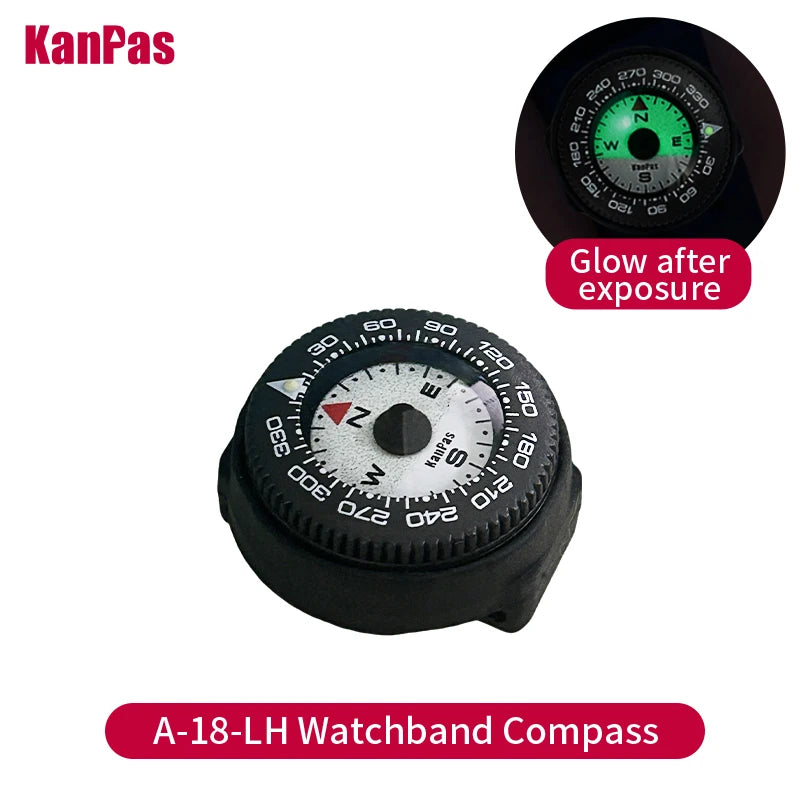 KanPas Mini Button Map Compass with Turnable Bezel/Watchband Compass /Powerful Luminous Compass A-18-LH