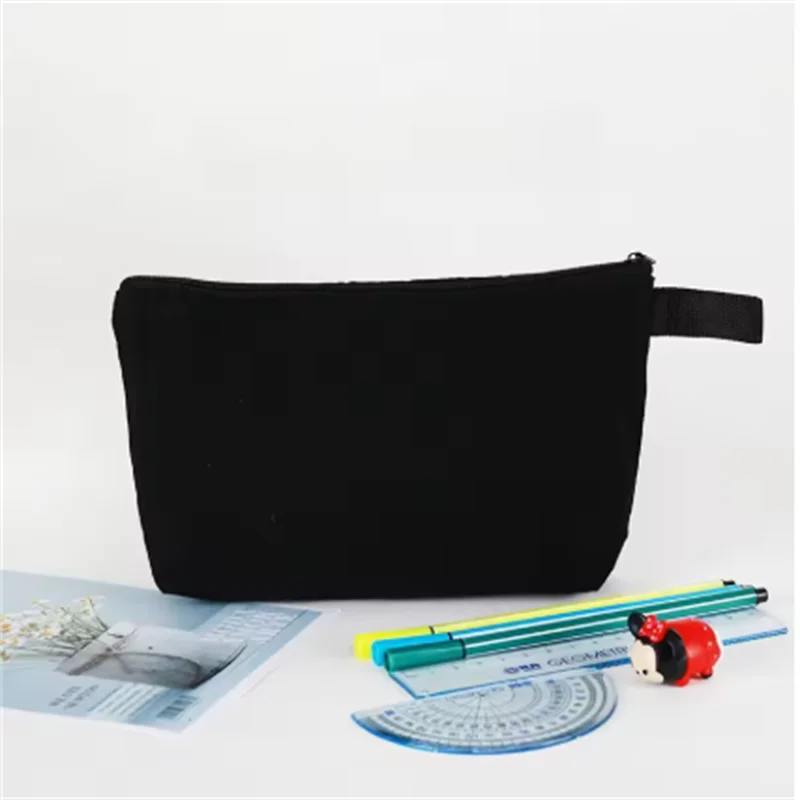 10/20Pcs Custom Logo Colored Canvas Pencil Case with Zipper Handheld Makeup Bag DIY Stationery&Cosmetic Storage Organizer Pouch