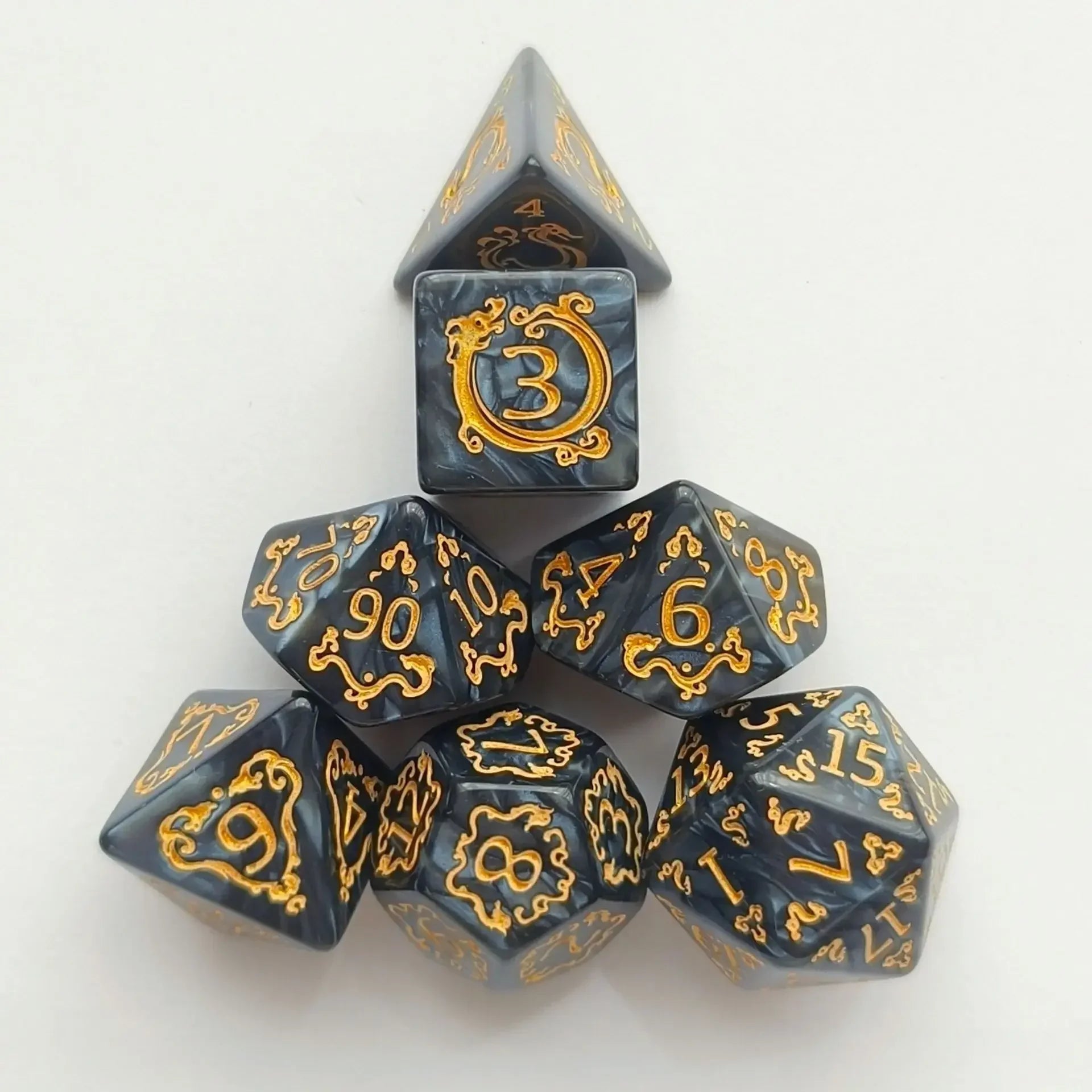 7pcs/set of Dragon Pattern Number Dice for DND Rpg Trpg COC Cthulhu Running Group Table Board Game Dnd Dice Set Polyhedral Dice