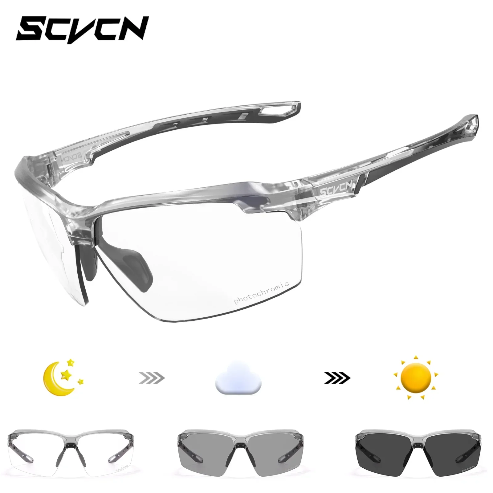SCVCN Color Photochromic Cycling Glasses Explosion Proof Hunting CS War Game Eyewear Fashion Outdoor Airsoft Shooting Glasses