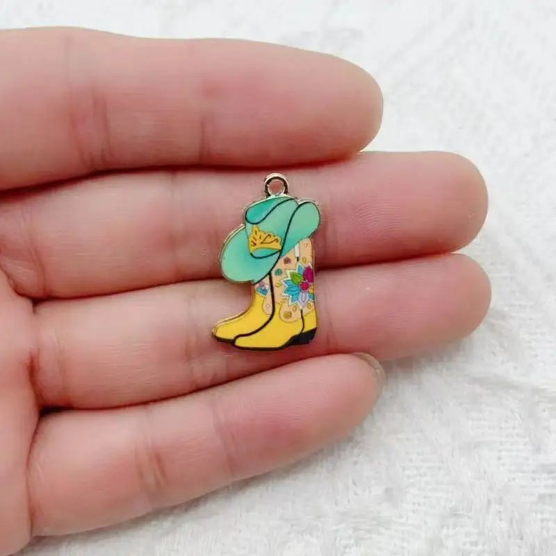 12pcs Western Cowboy Boots Hat Pendant DIY Accessories Pendant Earrings Keychain Necklace Bracelet Accessories
