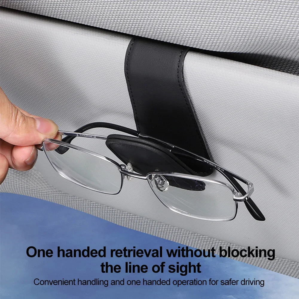 Universal Car Sun Visor Eyeglass Hanger Clip PU Leather Magnetic Glasses Holder Multi-Function Storage Auto Interior Accessories