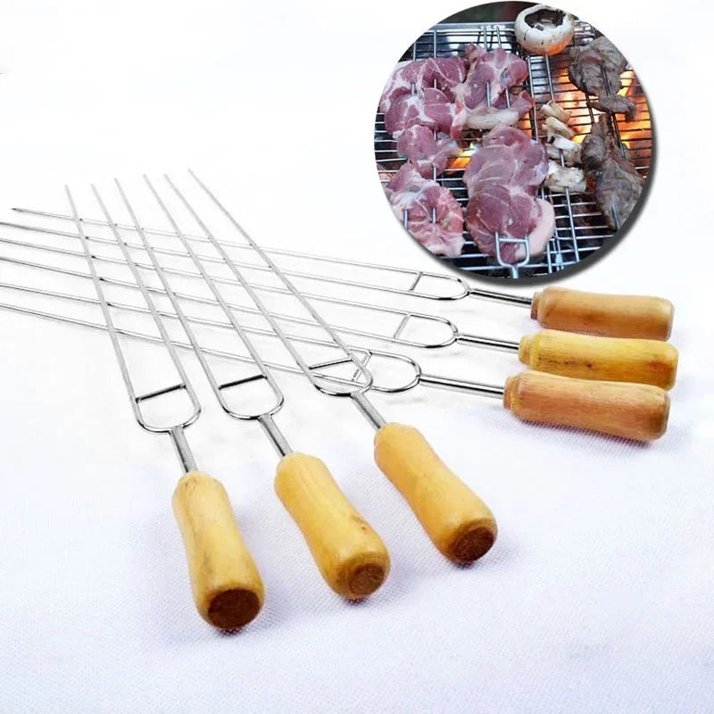 BBQ Metal Skewers for Grilling 6pcs ,Stainless Steel U-Shaped Barbecue Brazing Fork Needle Grilling Skewers Bbq Grill Outdoor