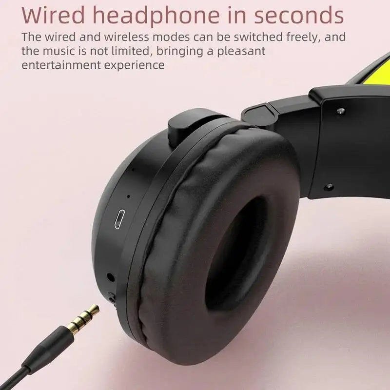 Head Mounted Cat Ear Glowing Bluetooth Earphones, High-definition Microphone, Foldable Storage, Compatible With Multiple Devices