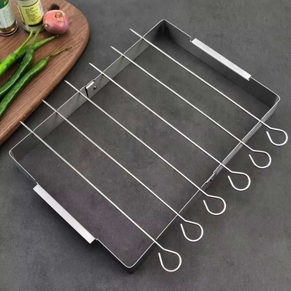 Creative BBQ Skewer Rack Set Stainless Steel Foldable BBQ Grill Rack Sturdy Grill Skewers Outdoor Grill Tools Birthday Party