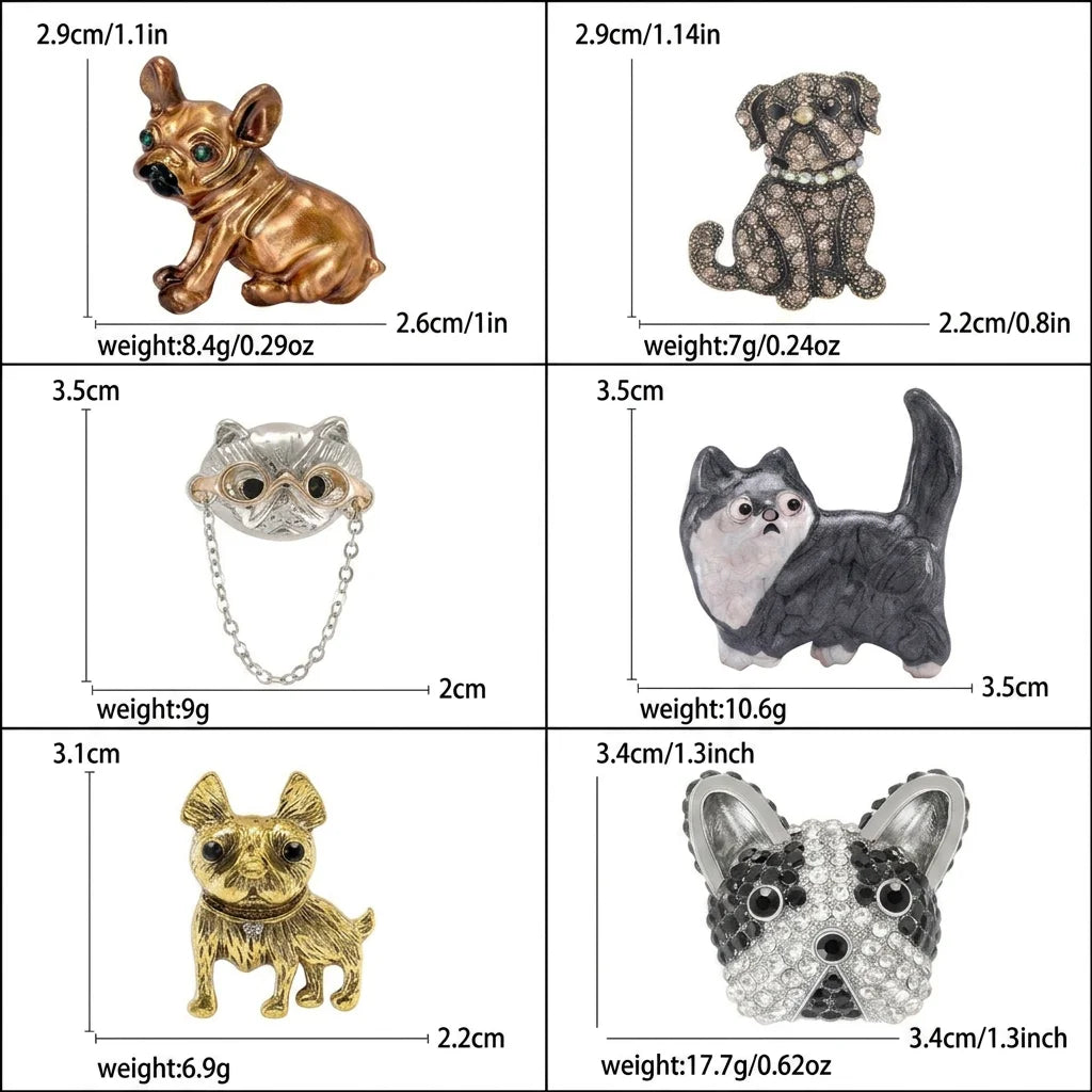 Classic Enamel Rhinestone Dog Brooches for Women Unisex Trendy Animal Pins Office Party Friend Funny Gifts Jewelry Accessories