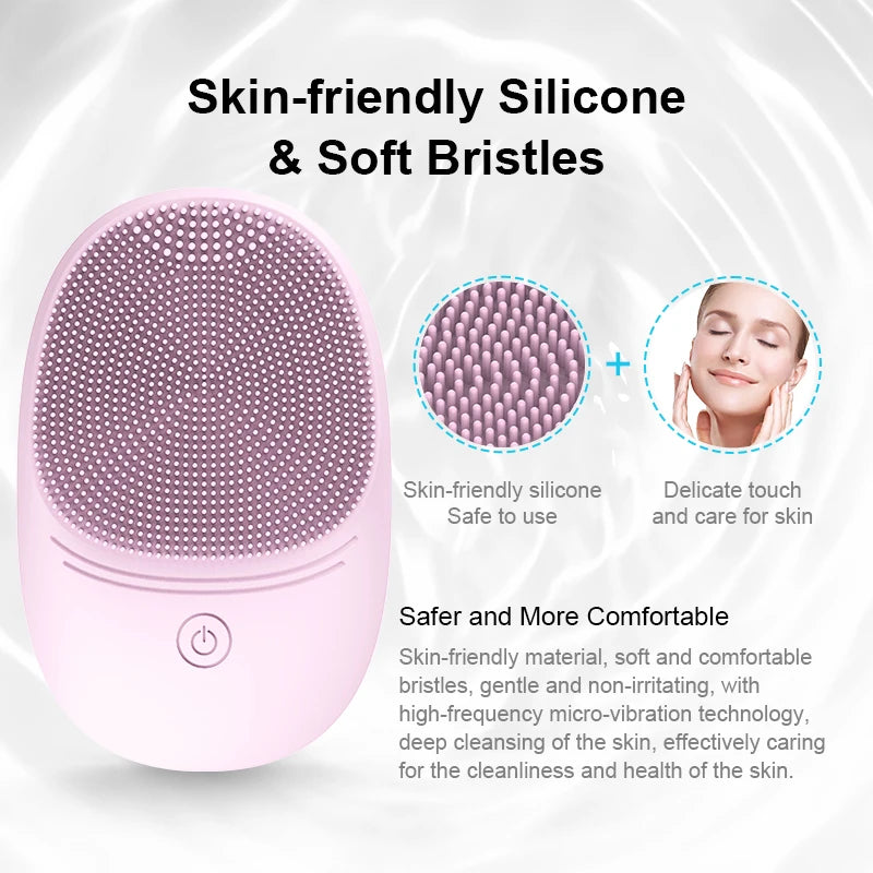 Electric Soft Silicone Facial Cleanser, Cleansing Brush, Sonic Vibration Unloading Cleansing Brush, Deep Cleaning Facial Cleanse