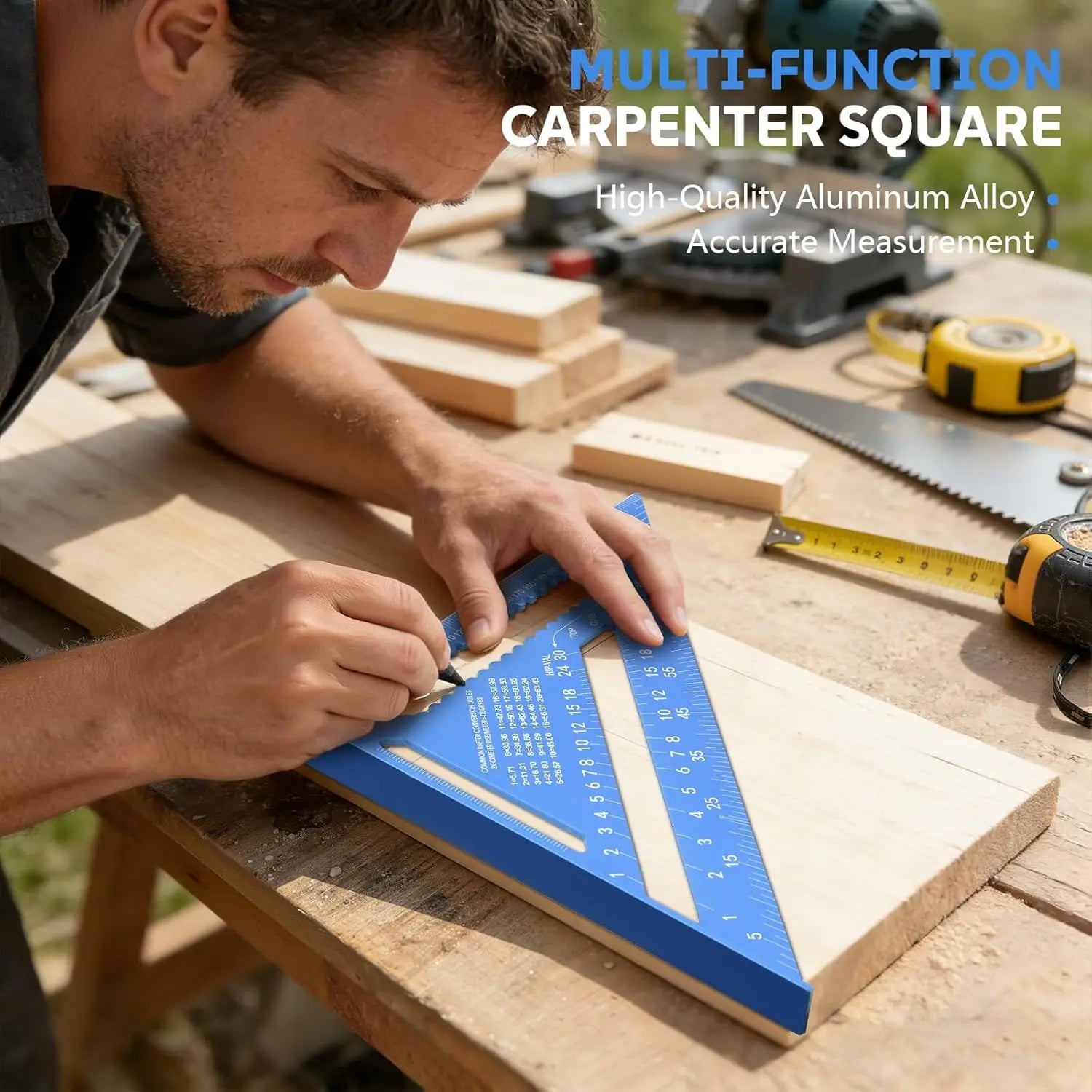 1pc Woodworking Speed Square, 7 Inch Aluminum Triangle Ruler, Inch & Metric Scales, Angle Measuring, Carpenter Tool, Precision